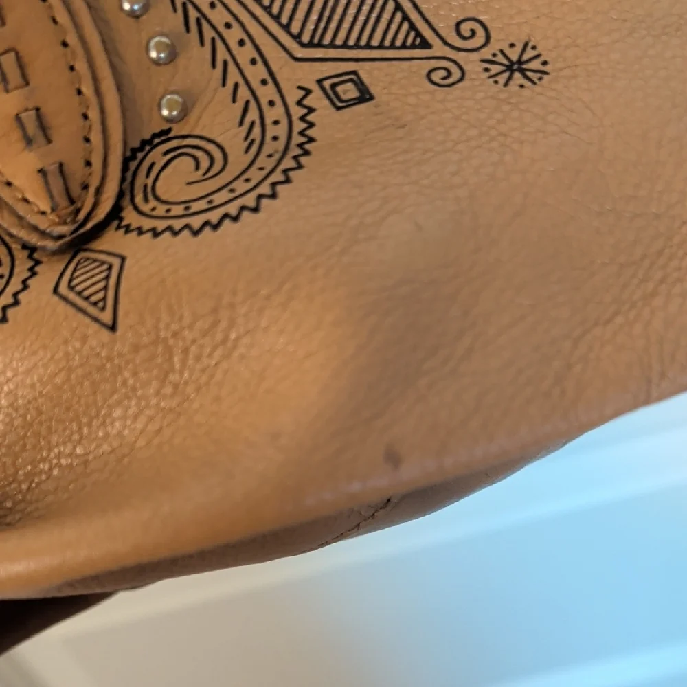 Brighton Tan Shoulder Bag with Black Floral Design - Picture 10 of 14